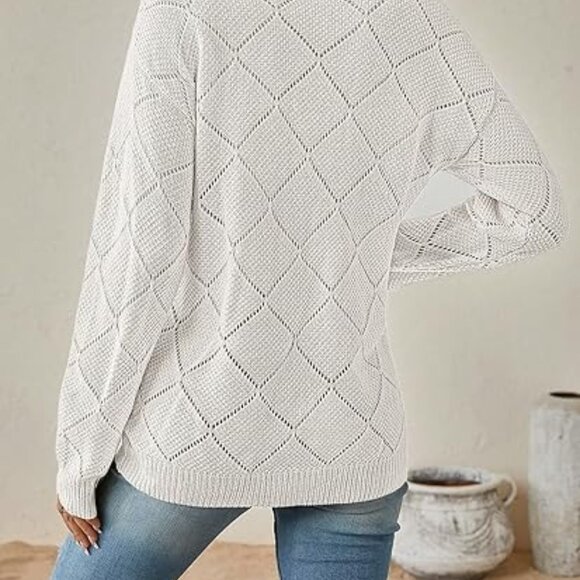 Brand New White Knit Drop Shoulder Sweater Size Medium NWT - Picture 2 of 4